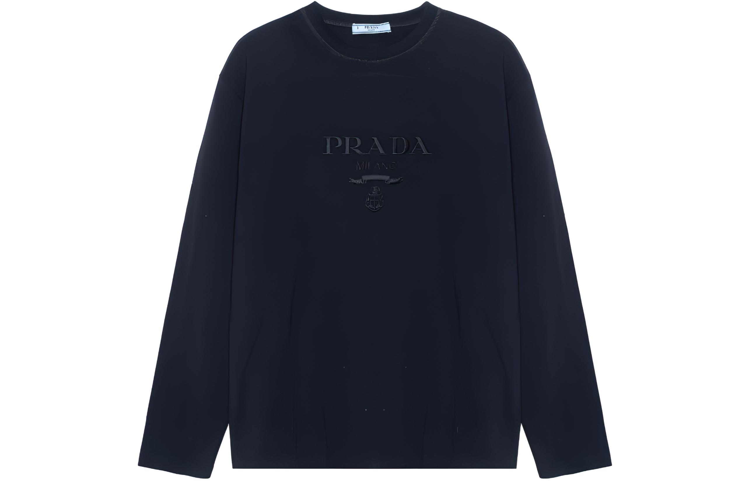(Women) PRADA FW23  Black Solid Color Crew Neck Pullover Sweater 34646R-13BC-F0002