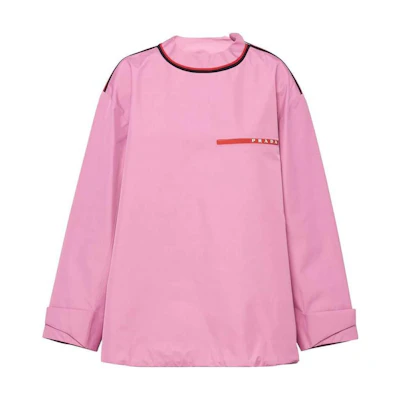 (Women) PRADA FW23 Pink Letter Striped Print Crewneck Casual Sweatshirt 29Y860-1XV1-F01N6-S-202