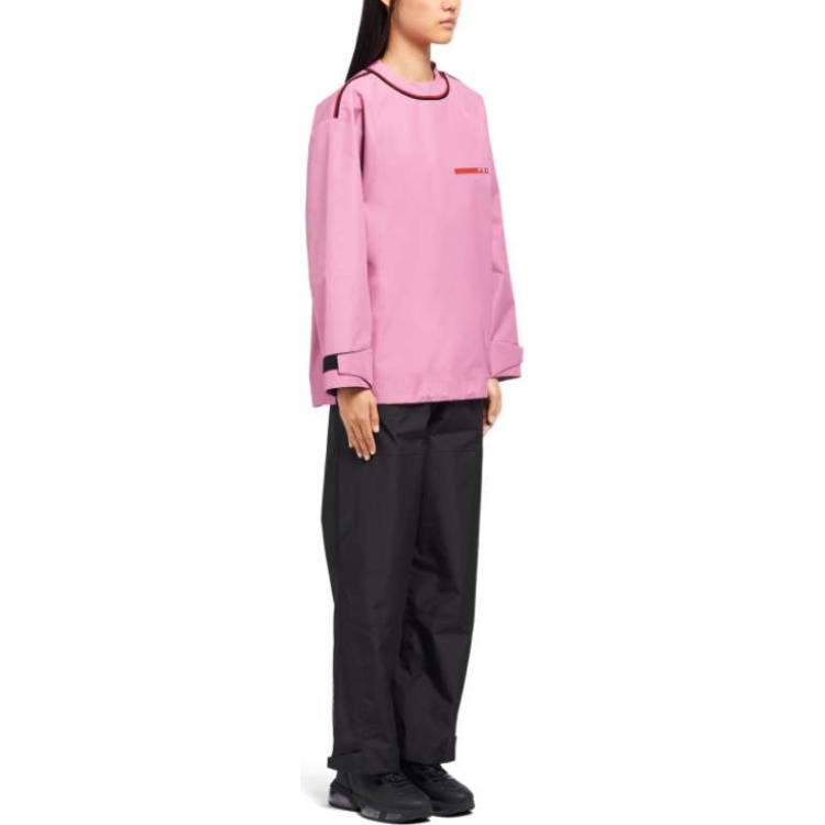 Purchase (W) Sudadera Casual Cuello Redondo PRADA FW23 Rosa con Rayas y Letras. 29Y860-1XV1-F01N6-S-202