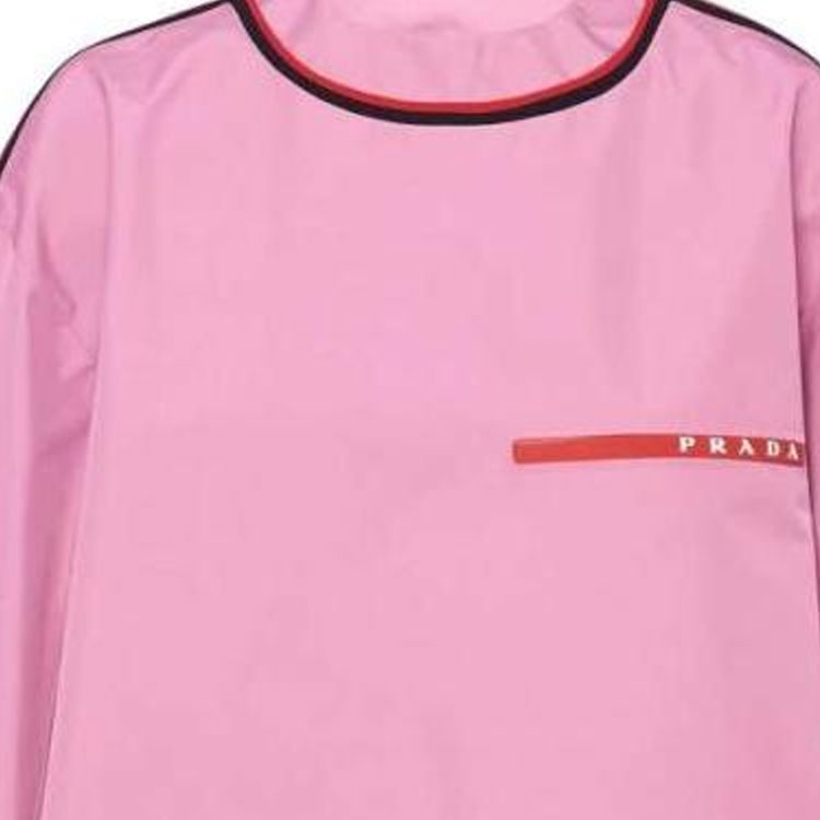 Sizing (W) Sudadera Casual Cuello Redondo PRADA FW23 Rosa con Rayas y Letras. 29Y860-1XV1-F01N6-S-202