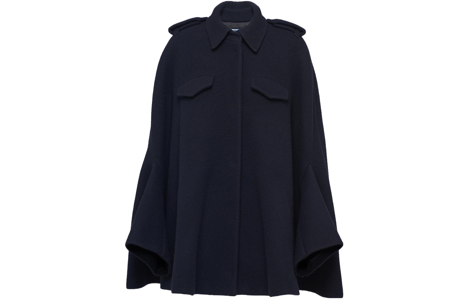 Shop (W) PRADA FW23 藍色純色單排扣長袖外套 P678Q-1Z83-F0008-S-232