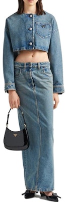 (Women) PRADA FW23 Washed Denim Short Jacket Blue GFB309-13Z6-F0BAN-S-OOO Lookbook (Women) PRADA FW23 Washed Denim Short Jacket Blue GFB309-13Z6-F0BAN-S-OOO