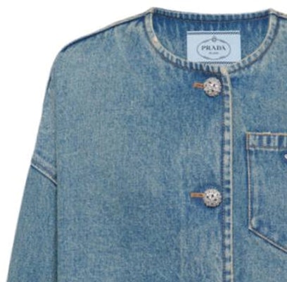 (Women) PRADA FW23 Washed Denim Short Jacket Blue GFB309-13Z6-F0BAN-S-OOO Details for (Women) PRADA FW23 Washed Denim Short Jacket Blue GFB309-13Z6-F0BAN-S-OOO
