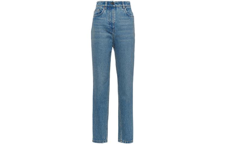 Order (Women) PRADA FW23  Washed High-Waist Buttoned Jeans Blue GFP503-13Z6-F0BAN-S-OOO
