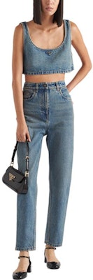 (Women) PRADA FW23 Washed High-Waist Buttoned Jeans Blue GFP503-13Z6-F0BAN-S-OOO Lookbook (Women) PRADA FW23 Washed High-Waist Buttoned Jeans Blue GFP503-13Z6-F0BAN-S-OOO