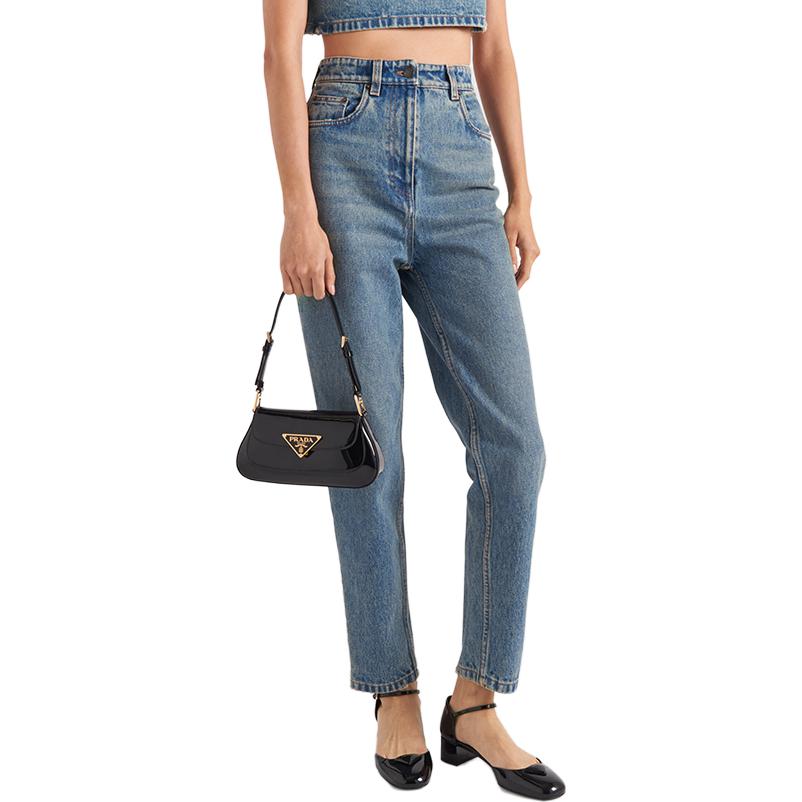 Purchase (Women) PRADA FW23  Washed High-Waist Buttoned Jeans Blue GFP503-13Z6-F0BAN-S-OOO