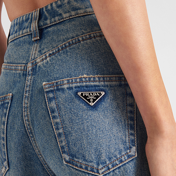 Details for (Women) PRADA FW23  Washed High-Waist Buttoned Jeans Blue GFP503-13Z6-F0BAN-S-OOO