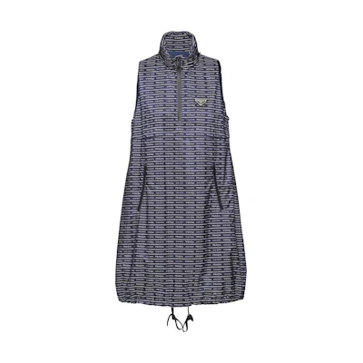(Women) PRADA FW23 Letter Print Sleeveless Midi Dress for Women - Blue. 23X691-1X60-F022X-S-231