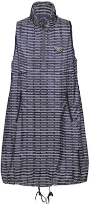 (Women) PRADA FW23 Letter Print Sleeveless Midi Dress for Women - Blue. 23X691-1X60-F022X-S-231 Order (Women) PRADA FW23 Letter Print Sleeveless Midi Dress for Women - Blue. 23X691-1X60-F022X-S-231