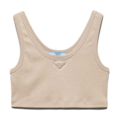 (Women) PRADA FW24 Sleeveless Pink Logo Tank Top. 3957614L-0OOO-F0241