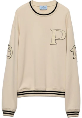 (W) Prada FW24 象牙條紋徽標貼飾圓領長袖上衣 134709-1509-F0304-S-OOO Buy (W) Prada FW24 象牙條紋徽標貼飾圓領長袖上衣 134709-1509-F0304-S-OOO