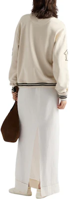 (W) Prada FW24 象牙條紋徽標貼飾圓領長袖上衣 134709-1509-F0304-S-OOO Shop (W) Prada FW24 象牙條紋徽標貼飾圓領長袖上衣 134709-1509-F0304-S-OOO