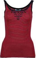 (Women) PRADA FW26 Embroidered Striped Slim-Fit Cotton Tank Top P29A1O-19BV-F059F-S-WMO (Women) PRADA FW26 Embroidered Striped Slim-Fit Cotton Tank Top P29A1O-19BV-F059F-S-WMO