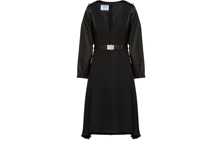 Order (W) PRADA FW2 黑色长袖V领连帽连衣裙 女款 P3E75H-S212-1Y2I-F0806