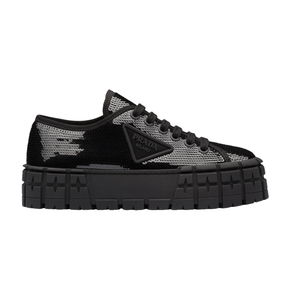 (Women) Prada Gabardine Double Wheel Platform 'Black Sequins'  1E787M-959-F0002