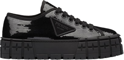 (Women) Prada Gabardine Double Wheel Platform 'Black Sequins' 1E787M-959-F0002 (Women) Prada Gabardine Double Wheel Platform 'Black Sequins' 1E787M-959-F0002