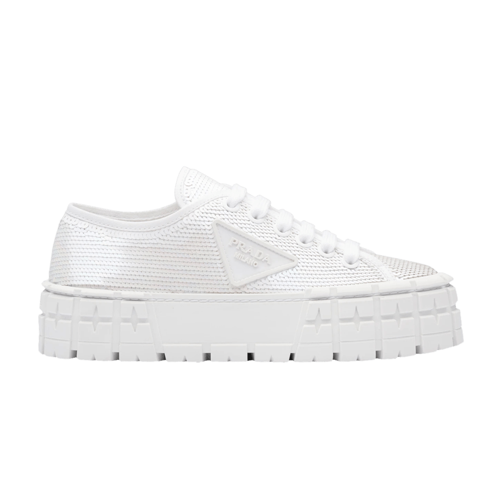 (Women) Prada Gabardine Double Wheel Platform 'White Sequins'  1E787M-959-F0009