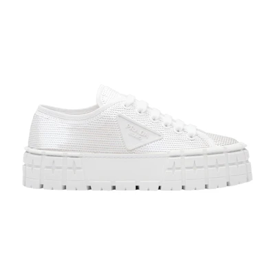 (W) Prada Gabardine Double Wheel Platform 'White Sequins'