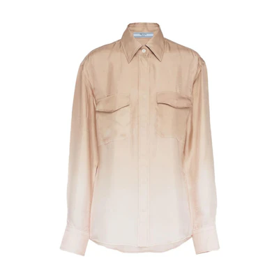 (Women) PRADA Gradient Effect Single-Breasted Long Sleeve Shirt Women Beige P413H-14J3-F0065-S-OOO