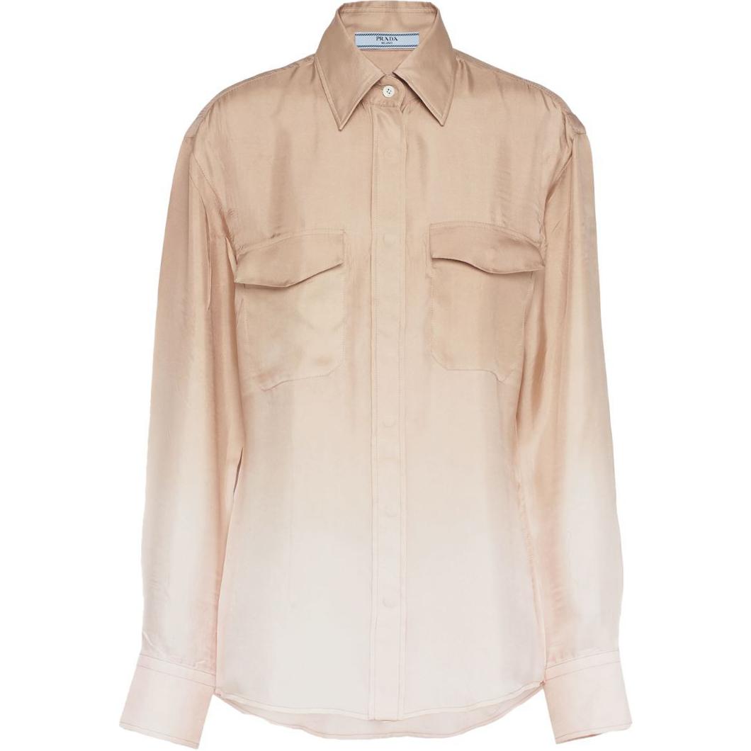 (Women) PRADA Gradient Effect Single-Breasted Long Sleeve Shirt Women Beige P413H-14J3-F0065-S-OOO 圖 2