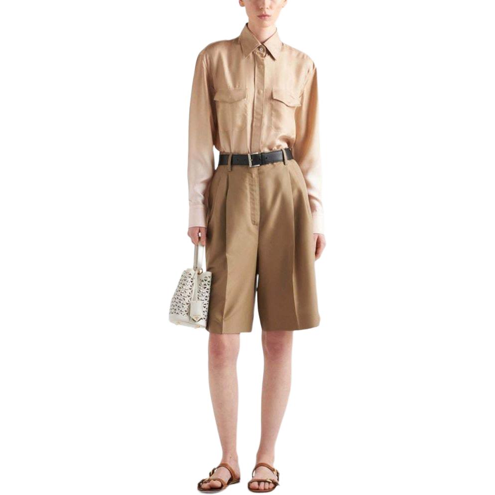 (Women) PRADA Gradient Effect Single-Breasted Long Sleeve Shirt Women Beige P413H-14J3-F0065-S-OOO 圖 3