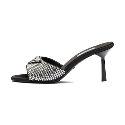 (W) Prada Heeled Slip-On 'Silver Black'