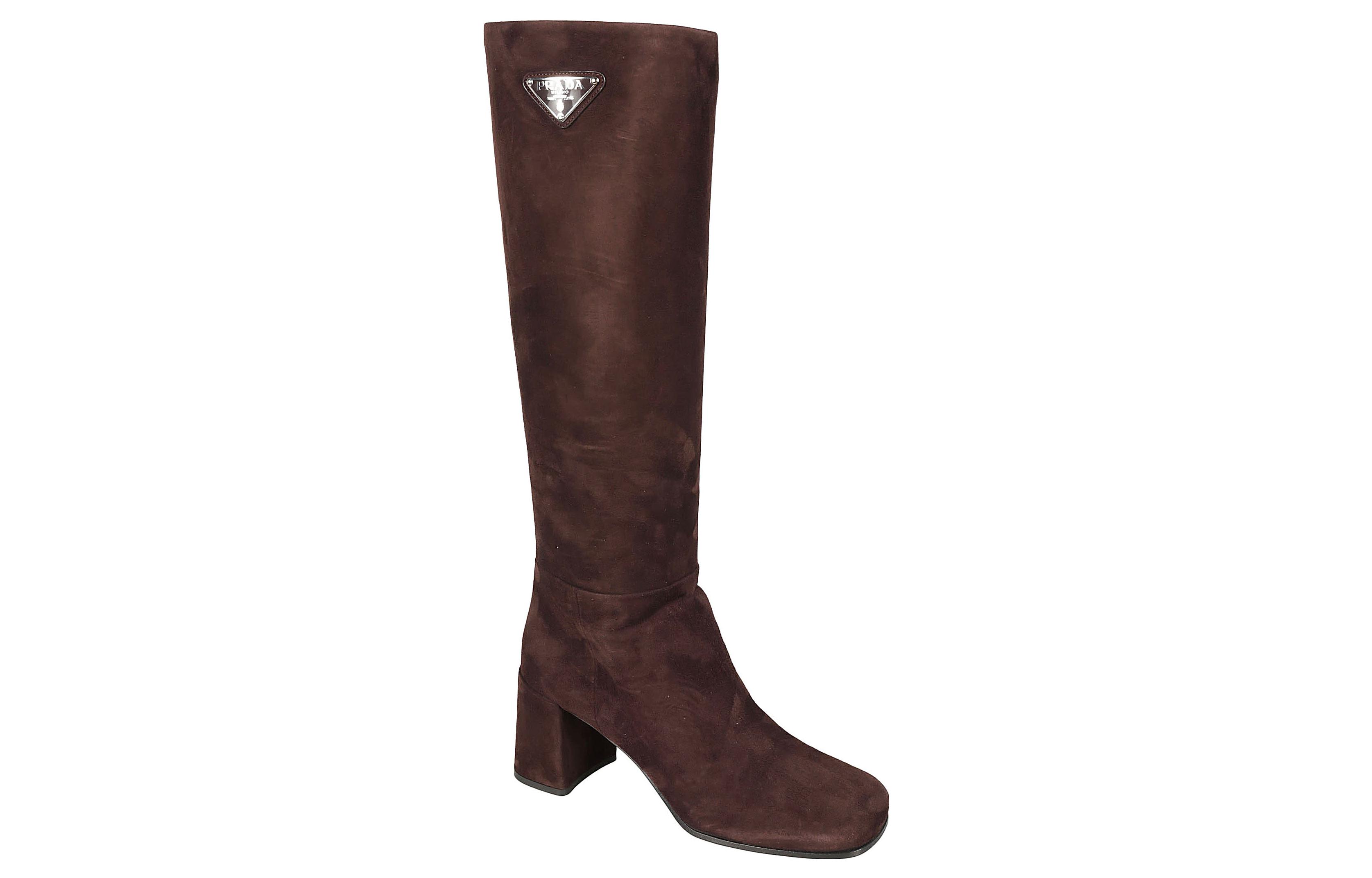 Lookbook (W) Bottes Hautes Prada ''Suède Marron Foncé'' 1W931M_008_F0003