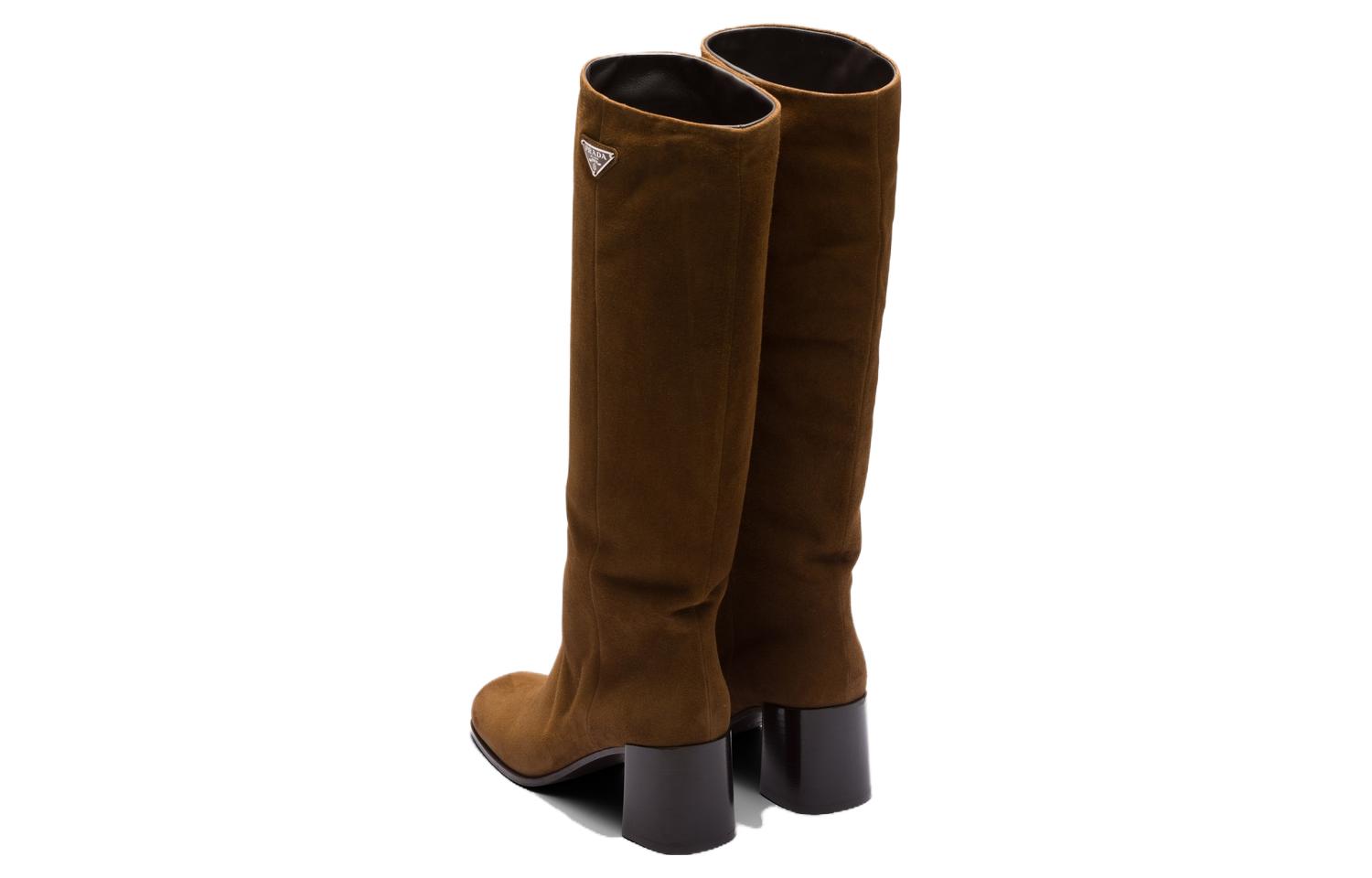 Lookbook (W) Prada Sepatu Boot Tinggi 'Kulit Cokelat Fashion Nyaman' 1W233N_008_F0E2Q_F_065