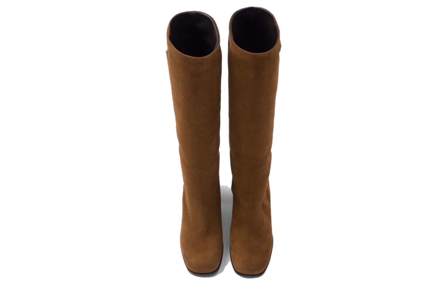 Shop (W) Prada Sepatu Boot Tinggi 'Kulit Cokelat Fashion Nyaman' 1W233N_008_F0E2Q_F_065