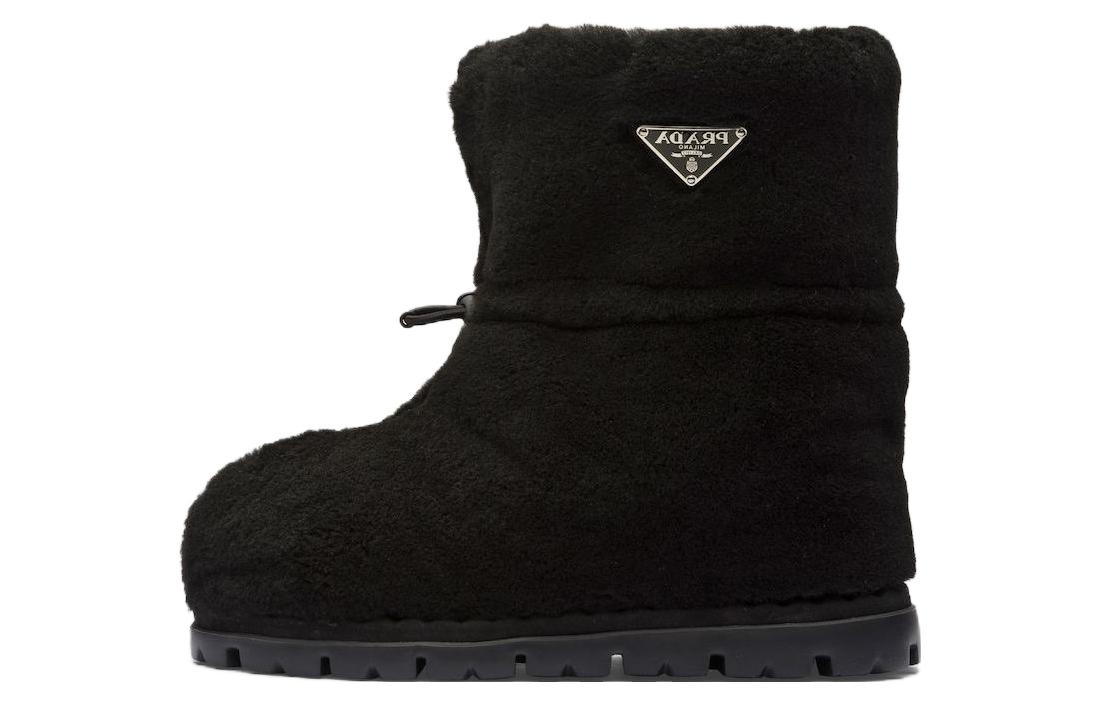 (Women) Prada High-Top Sheepskin Warm Comfort Snow Boots 'Black' 1U258N_173_F0002_F_ZF20