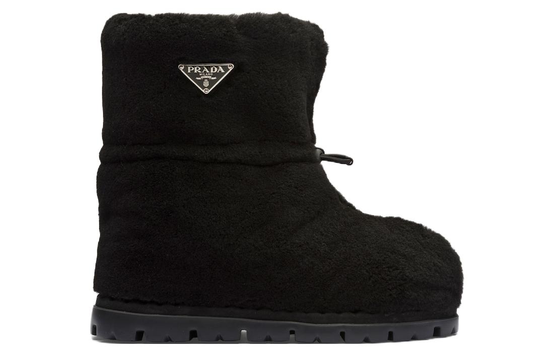 Order PRADA普拉達 羊皮 保暖 休閒舒適 高筒 雪地靴 女款 黑色