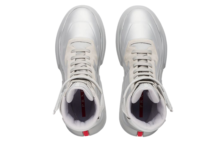 (W) Prada High-Top Sneakers 'Silver Logo Velcro' 圖 3