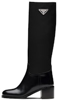 (Women) Prada Black Brushed Leather And Re-nylon Knee Boots 'Black' 1W411M_3LFU_F0002_F_055 (Women) Prada Black Brushed Leather And Re-nylon Knee Boots 'Black' 1W411M_3LFU_F0002_F_055