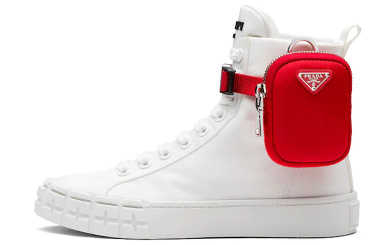 (W) Prada High-Top Sneaker 'White Red'