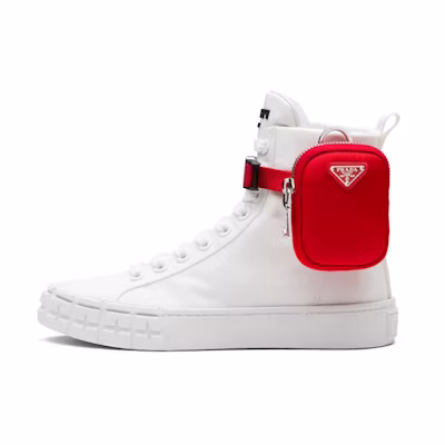 (W) Prada High-Top Sneaker 'White Red'