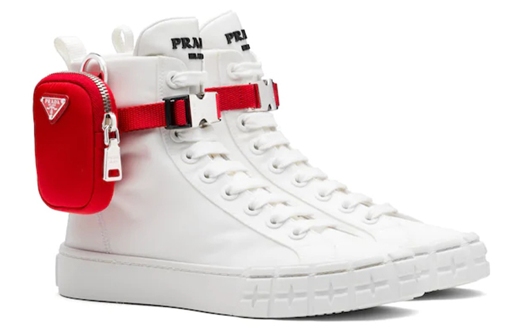 (W) Prada High-Top Sneaker 'White Red' 圖 3