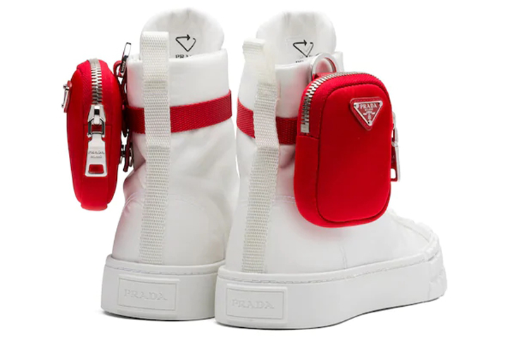 (W) Prada High-Top Sneaker 'White Red' 圖 4