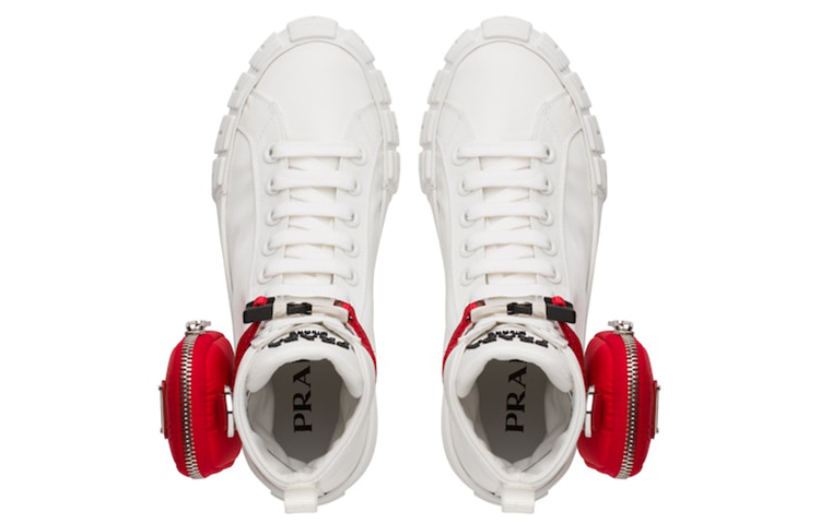 (W) Prada High-Top Sneaker 'White Red' 圖 5