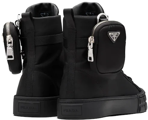 PRADA普拉達 可拆式尼龍小包 高筒 時尚板鞋 女款 黑 Shop PRADA普拉達 可拆式尼龍小包 高筒 時尚板鞋 女款 黑
