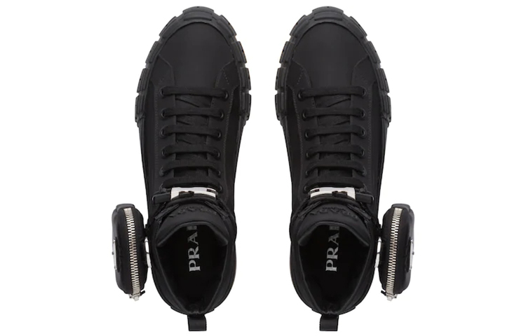 Purchase PRADA普拉達 可拆式尼龍小包 高筒 時尚板鞋 女款 黑