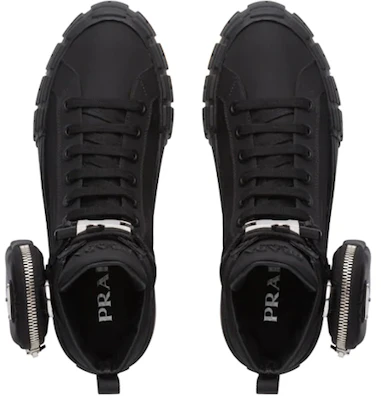 PRADA普拉達 可拆式尼龍小包 高筒 時尚板鞋 女款 黑 Purchase PRADA普拉達 可拆式尼龍小包 高筒 時尚板鞋 女款 黑