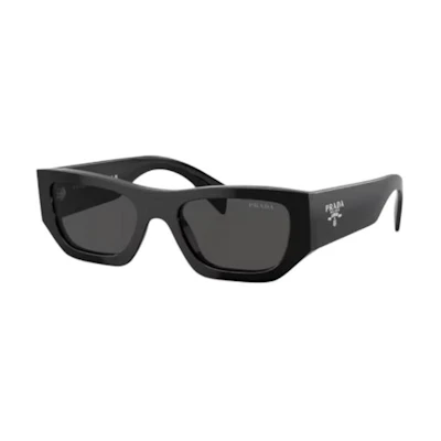 (Women) PRADA Irregular Acetate Sunglasses in Black with Logo Temples POIZON240620685