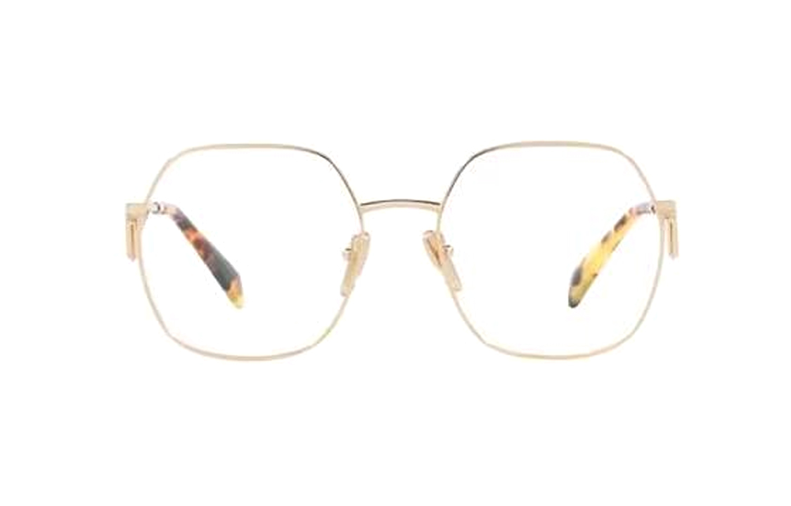 (Women) PRADA Irregular Shaped Optical Glasses with Side Logo for Women - Gold. PR59ZVZVN1O1