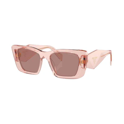 (Women) PRADA Irregular Shaped Pink Acetate Sunglasses with Logo. POIZON240620766