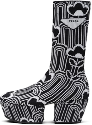 (W) Bottes à semelle plateforme Prada en tissu noir et blanc 1WP146_3LG1_F0967_F_070 Buy (W) Bottes à semelle plateforme Prada en tissu noir et blanc 1WP146_3LG1_F0967_F_070