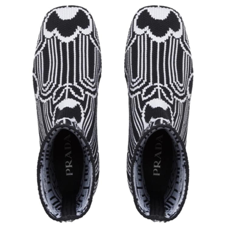 Purchase (W) Bottes à semelle plateforme Prada en tissu noir et blanc 1WP146_3LG1_F0967_F_070