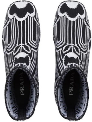(W) Bottes à semelle plateforme Prada en tissu noir et blanc 1WP146_3LG1_F0967_F_070 Purchase (W) Bottes à semelle plateforme Prada en tissu noir et blanc 1WP146_3LG1_F0967_F_070