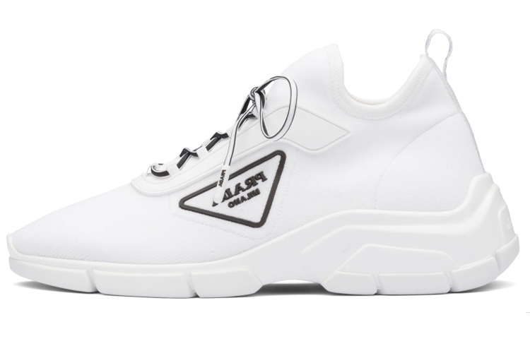 (W) Prada Knit Fabric Sneakers 'White Triangle Logo'