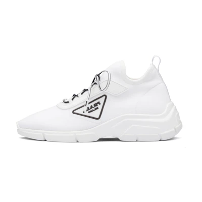 (W) Prada Knit Fabric Sneakers 'White Triangle Logo'