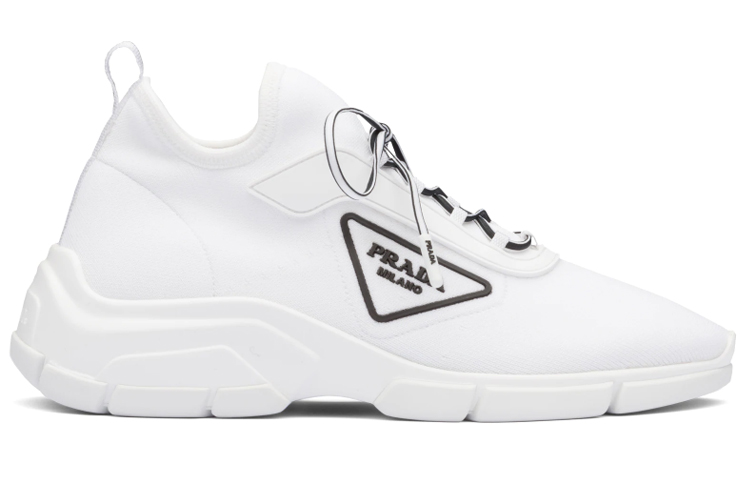 (W) Prada Knit Fabric Sneakers 'White Triangle Logo' 圖 2